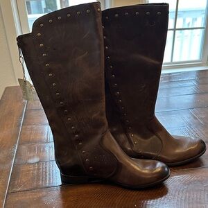 Born Women's Tall Studded Boots - Dark Brown